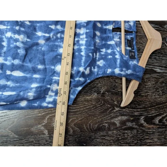 Tahari Dress Womens S Blue Short Tie Dye Sundress A-Line Linen Pockets - Picture 4 of 8